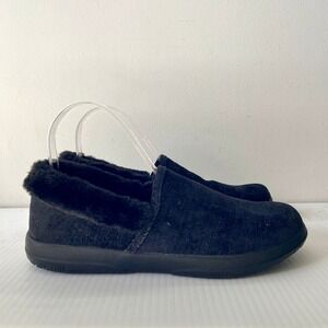Vionic Clare Faux Fur Cozy Collar‎ Orthotic Arch Support Slippers Black Womens 7